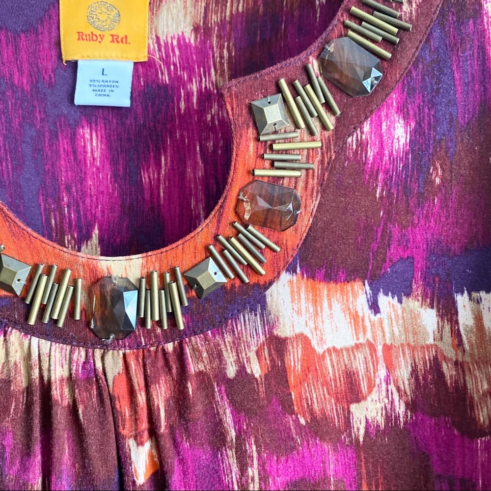 Ruby Rd. Bead Embellished Multi Abstract Print Lo… - image 5